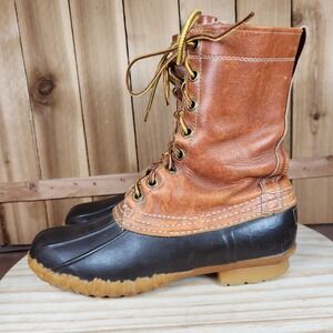 L.L. Bean Maine Hunting‎ Boots Mens 7 Brown Leather Duck Rain USA Outdoor